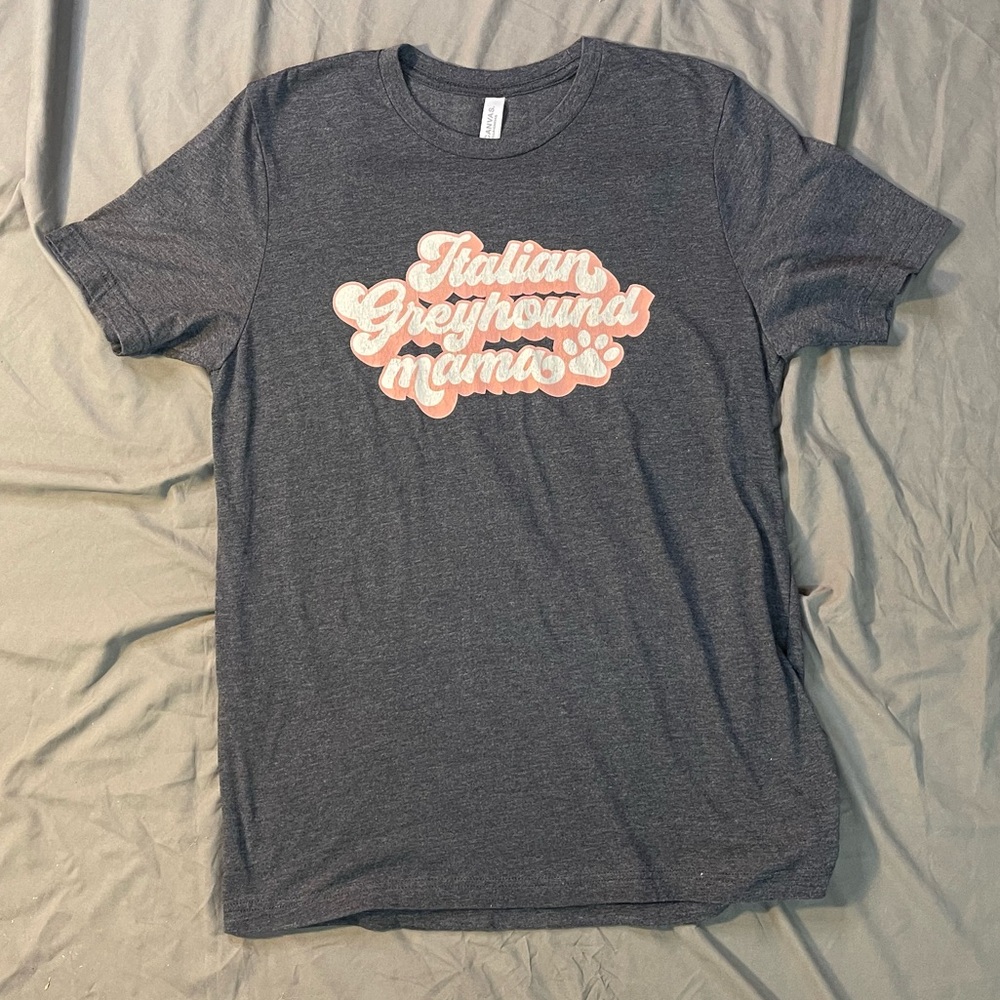 Custom Bubble Gum Italian Greyhound Mama Dog Mom T-Shirt Large
